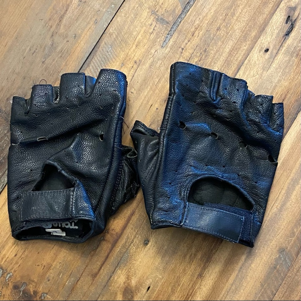 Tourmaster Mens fingerless leather motorcycle gloves